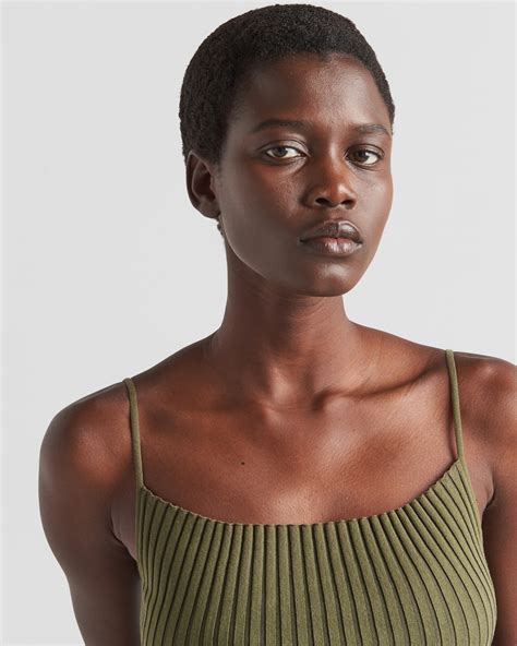 prada rib knit tube top green blue|Loden Green Ribbed Knit Tank Top .